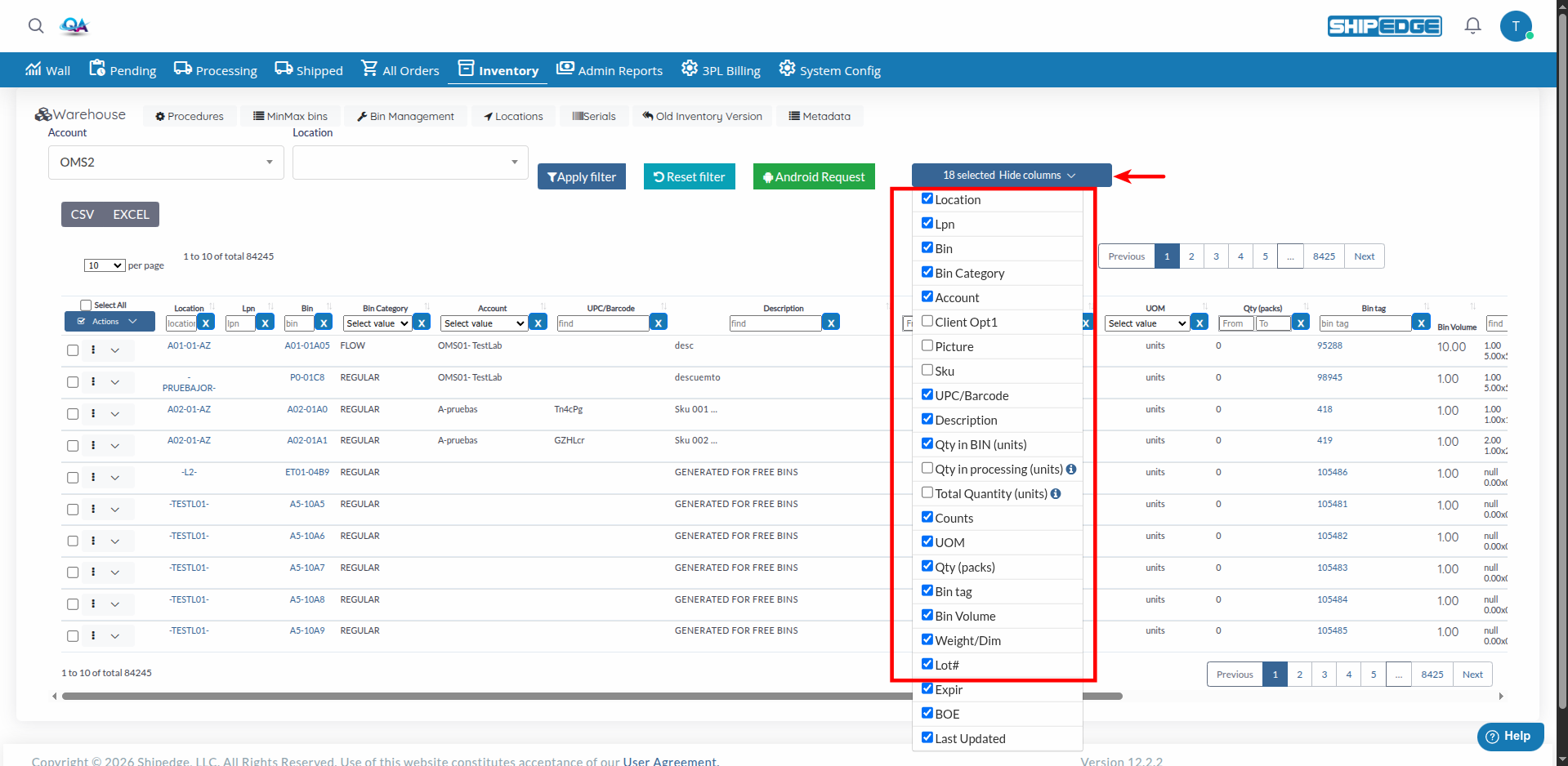 Customizing Column Visibility