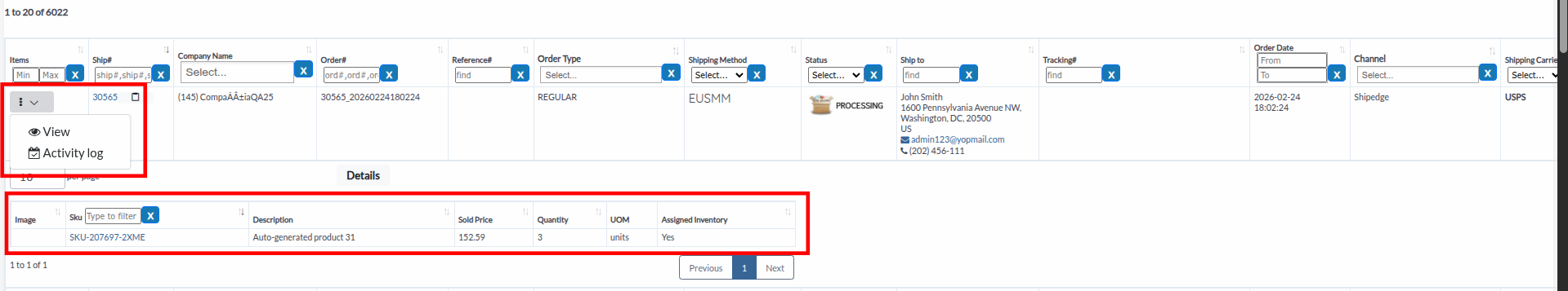 Individual Order Actions