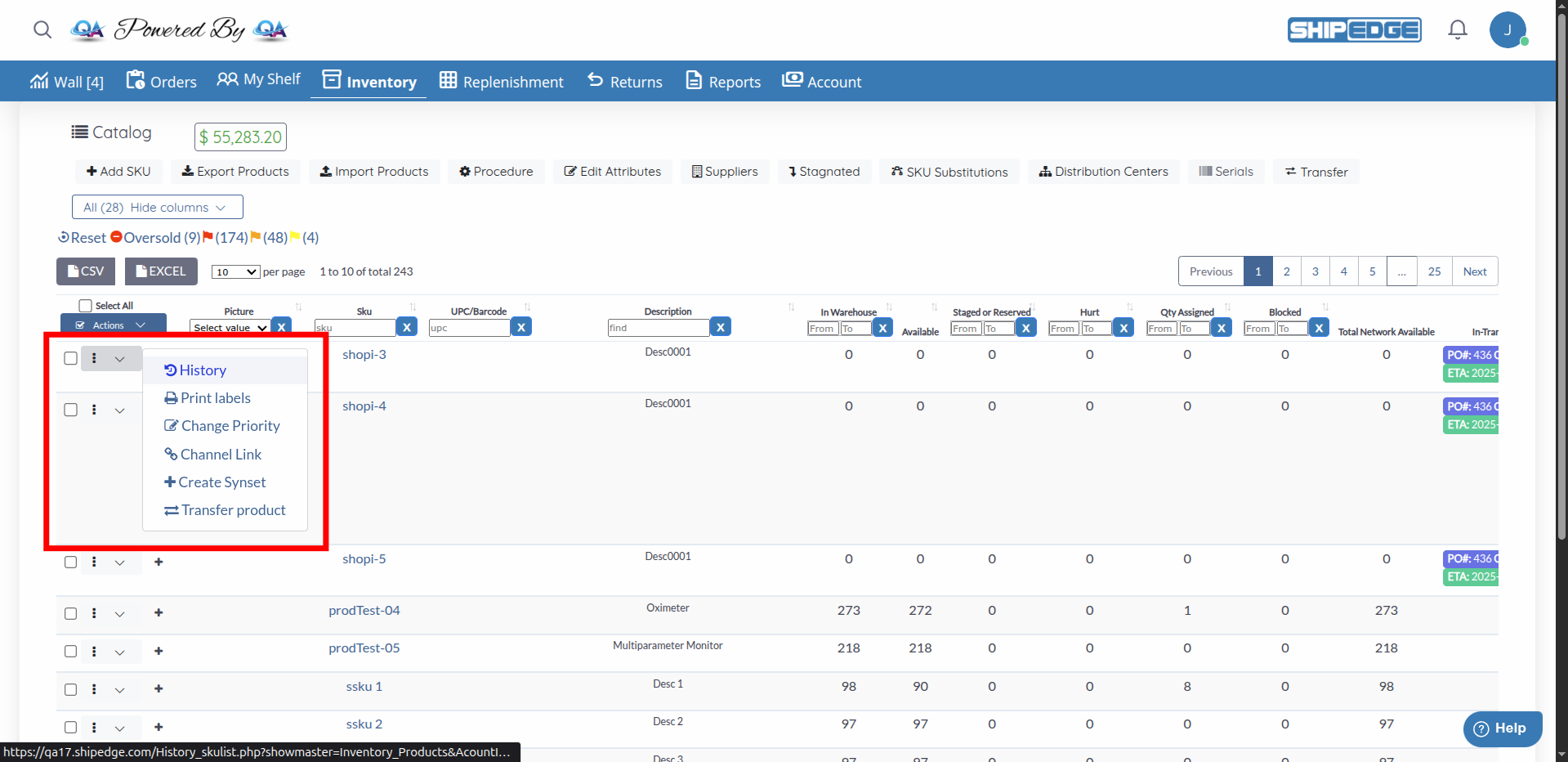Individual Product Actions