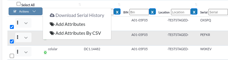 Select rows and use Actions